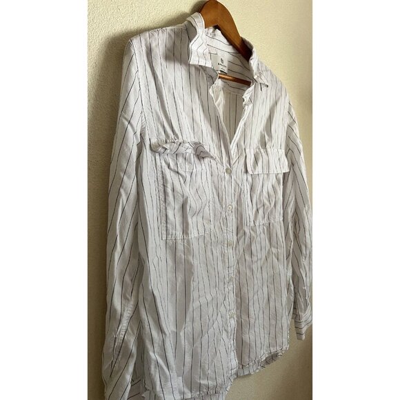 Babaton from Aritiza Women's White, Black Striped Button Up Blouse Size Large - Picture 3 of 4